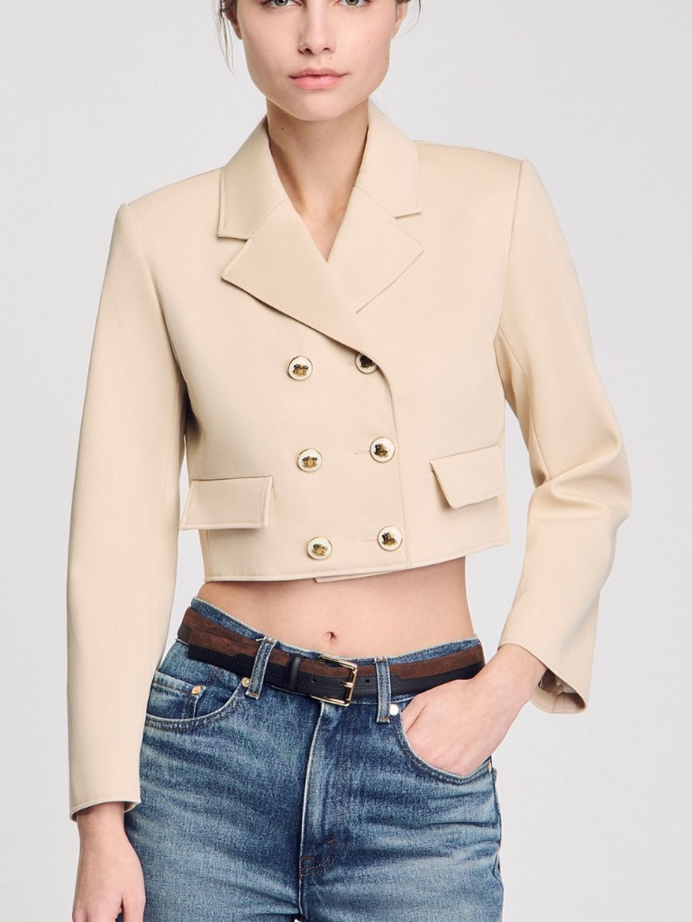 Alessandrie Double-Breasted Cropped Blazer